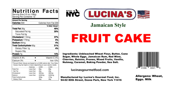 Lucina's Gourmet  Fruit Cake 64 oz.
